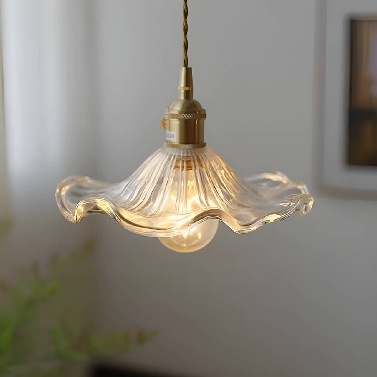 Hibiscus Flower Glass Vintage Style Pendant Light