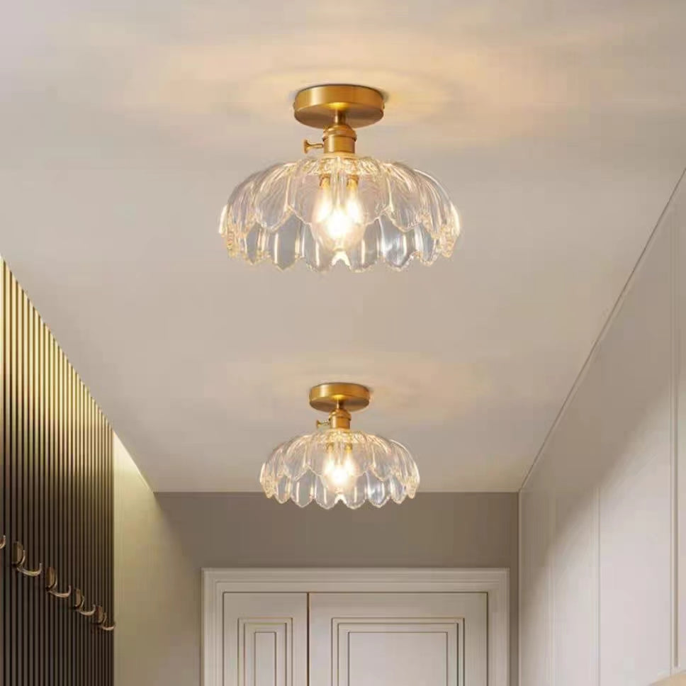 Vintage Lotus Flower Glass Ceiling Light