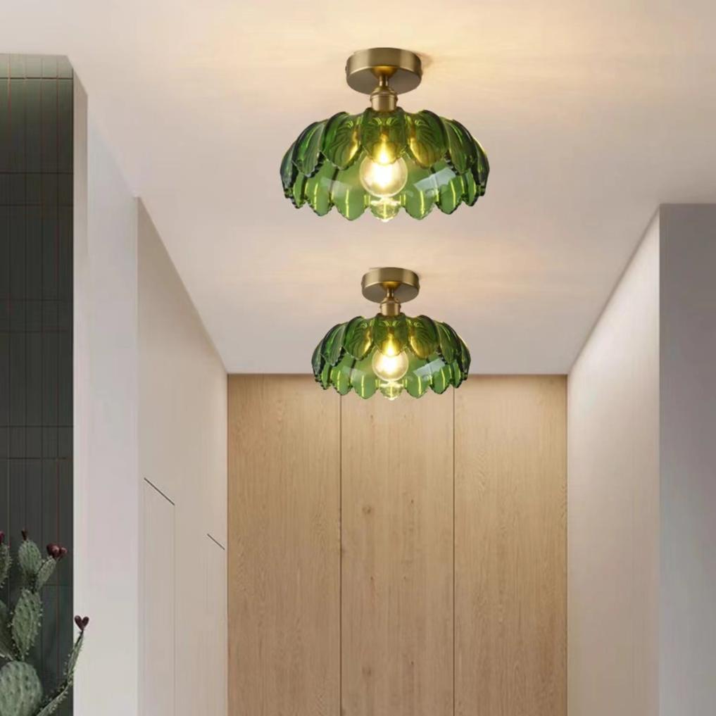 Vintage Lotus Flower Glass Ceiling Light