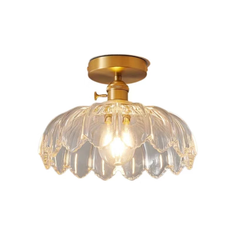 Vintage Lotus Flower Glass Ceiling Light