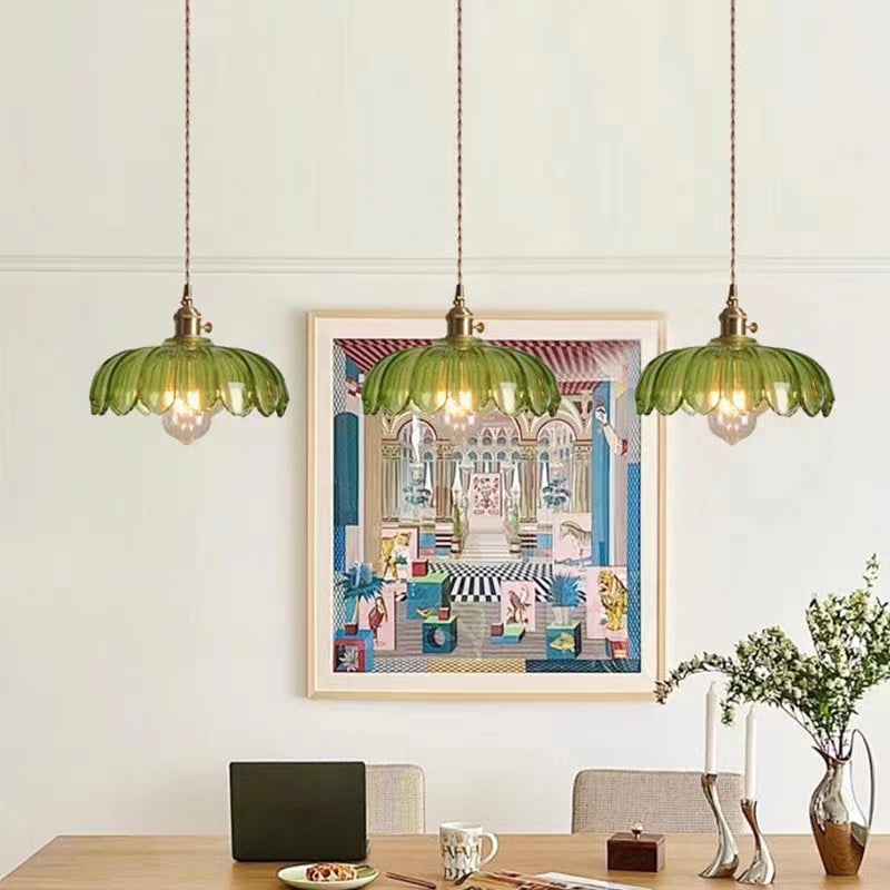 Vintage Lotus Glass Pendant Light