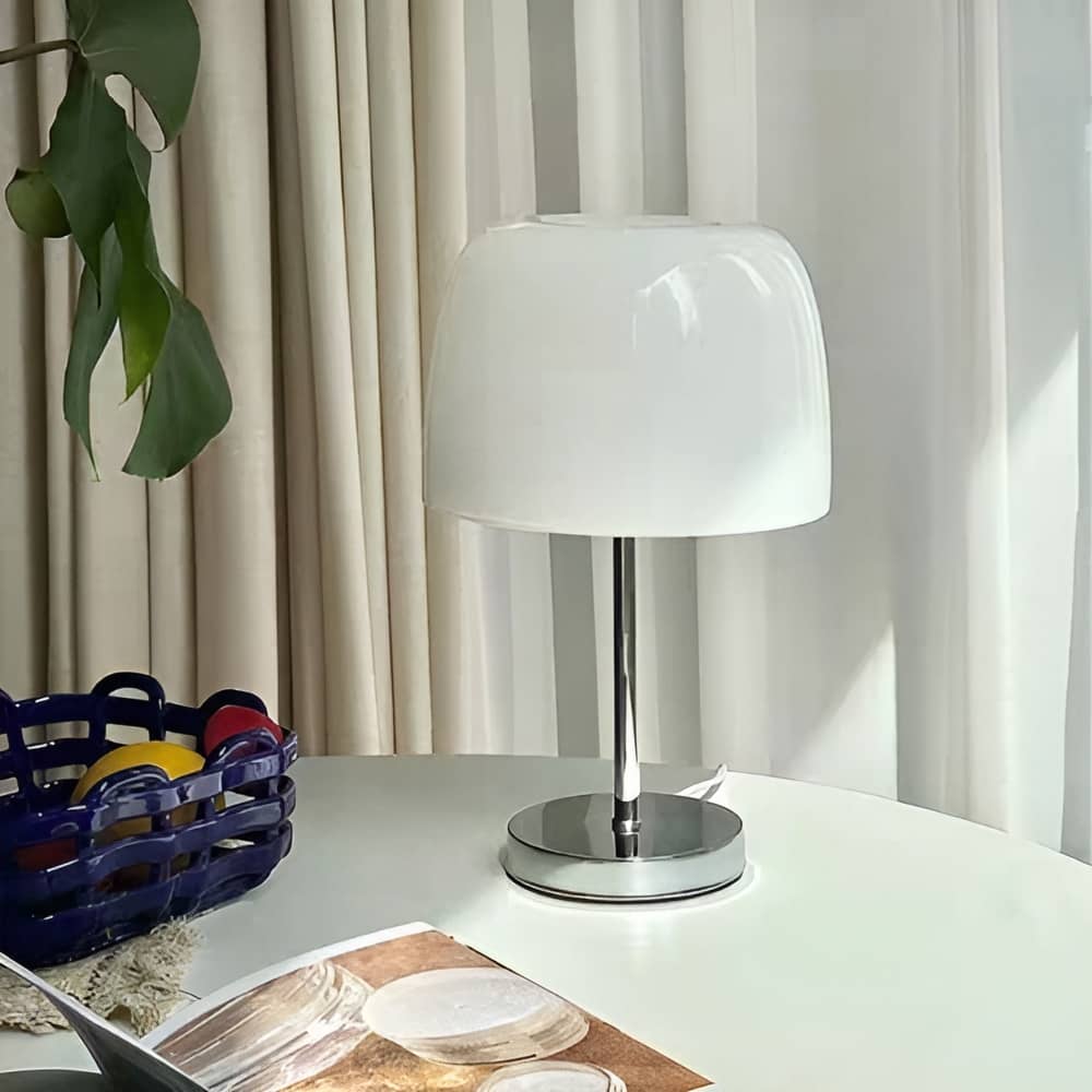 Bauhaus Dome Glass And Metal Bedside Lamp