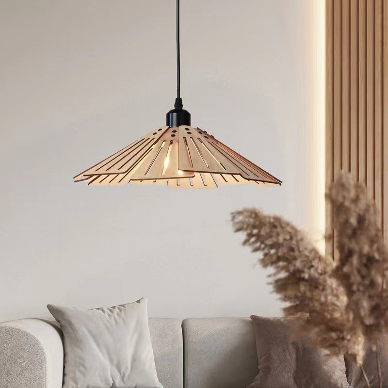 Vintage Minimalist Umbrella Wooden Pendant Light