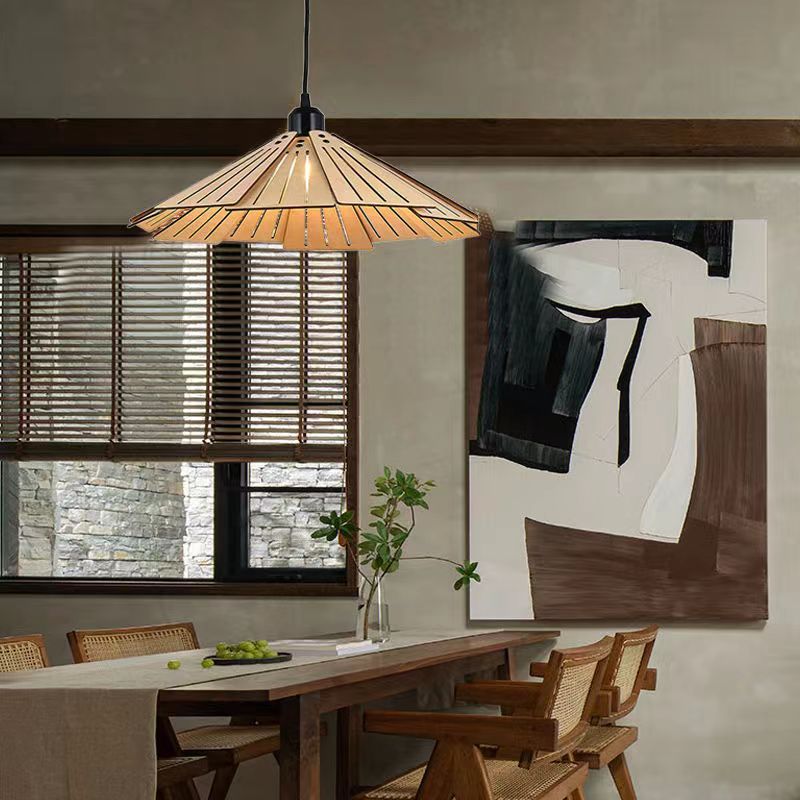 Vintage Minimalist Umbrella Wooden Pendant Light