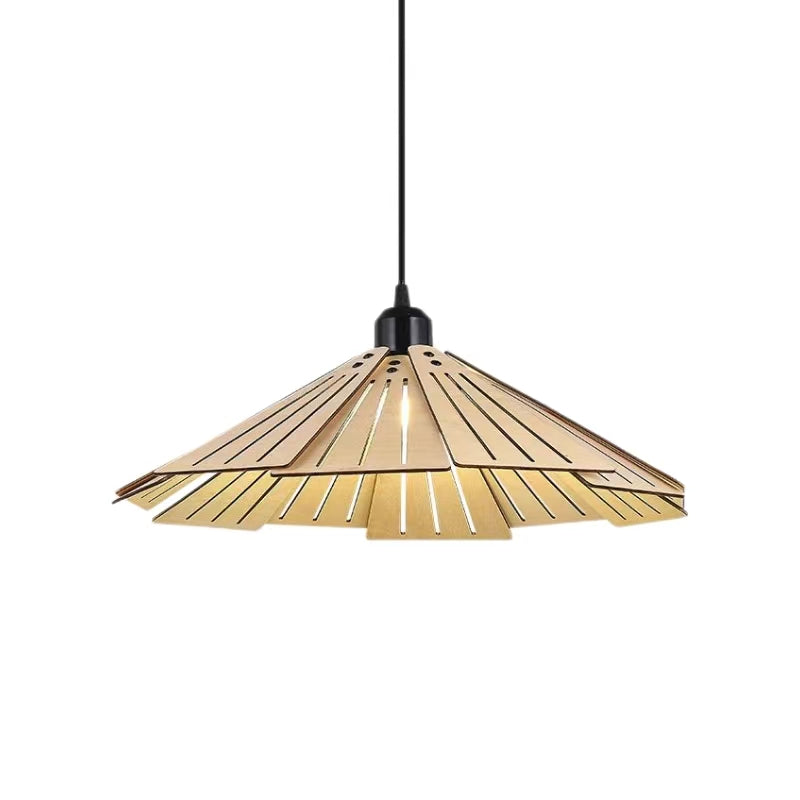 Vintage Minimalist Umbrella Wooden Pendant Light