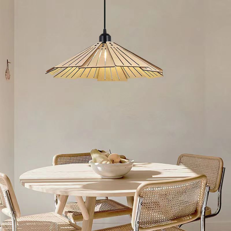 Vintage Minimalist Umbrella Wooden Pendant Light
