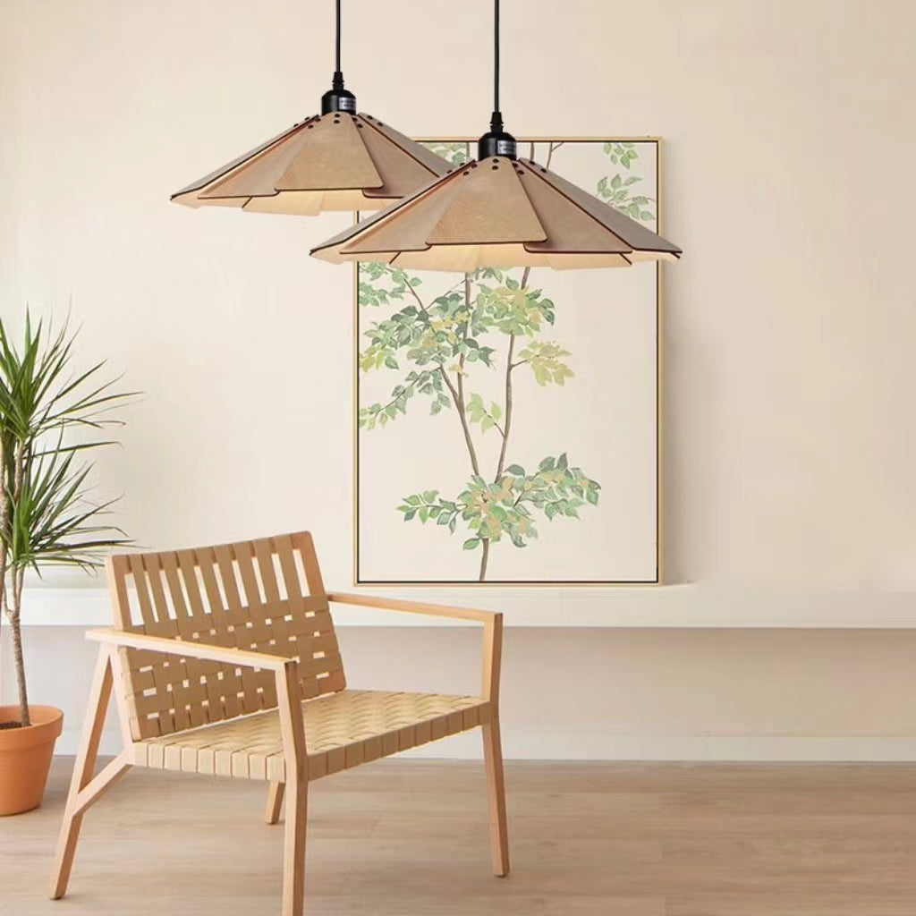 Vintage Minimalist Umbrella Wooden Pendant Light