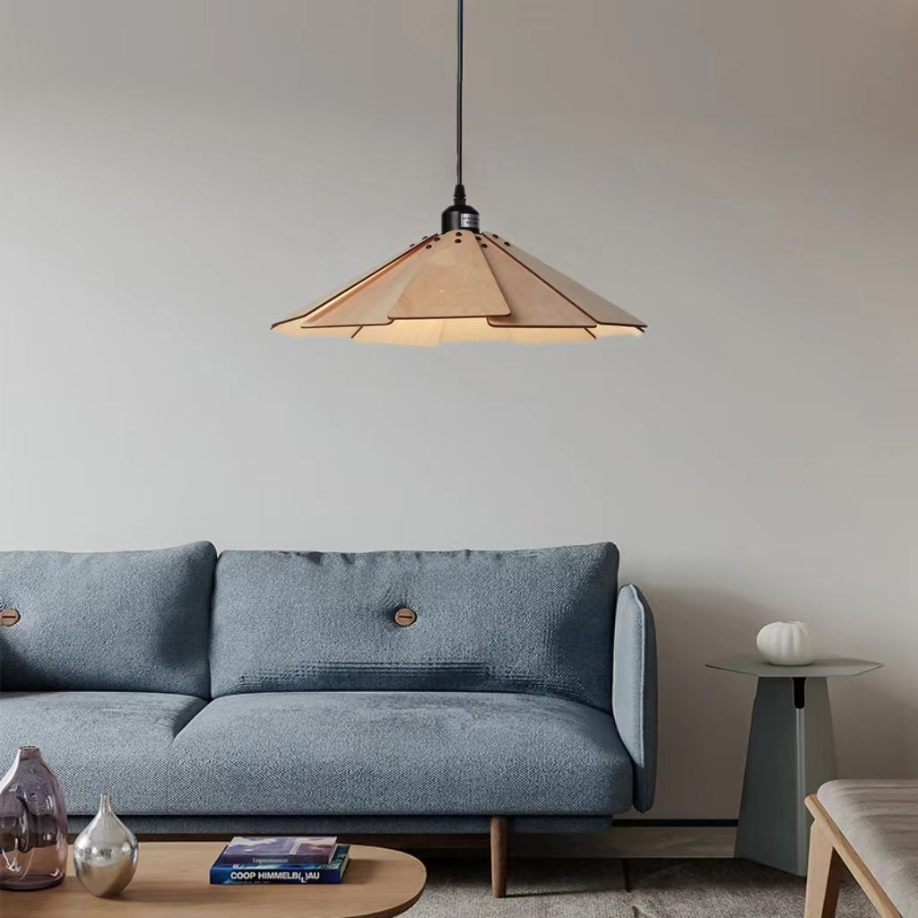 Vintage Minimalist Umbrella Wooden Pendant Light