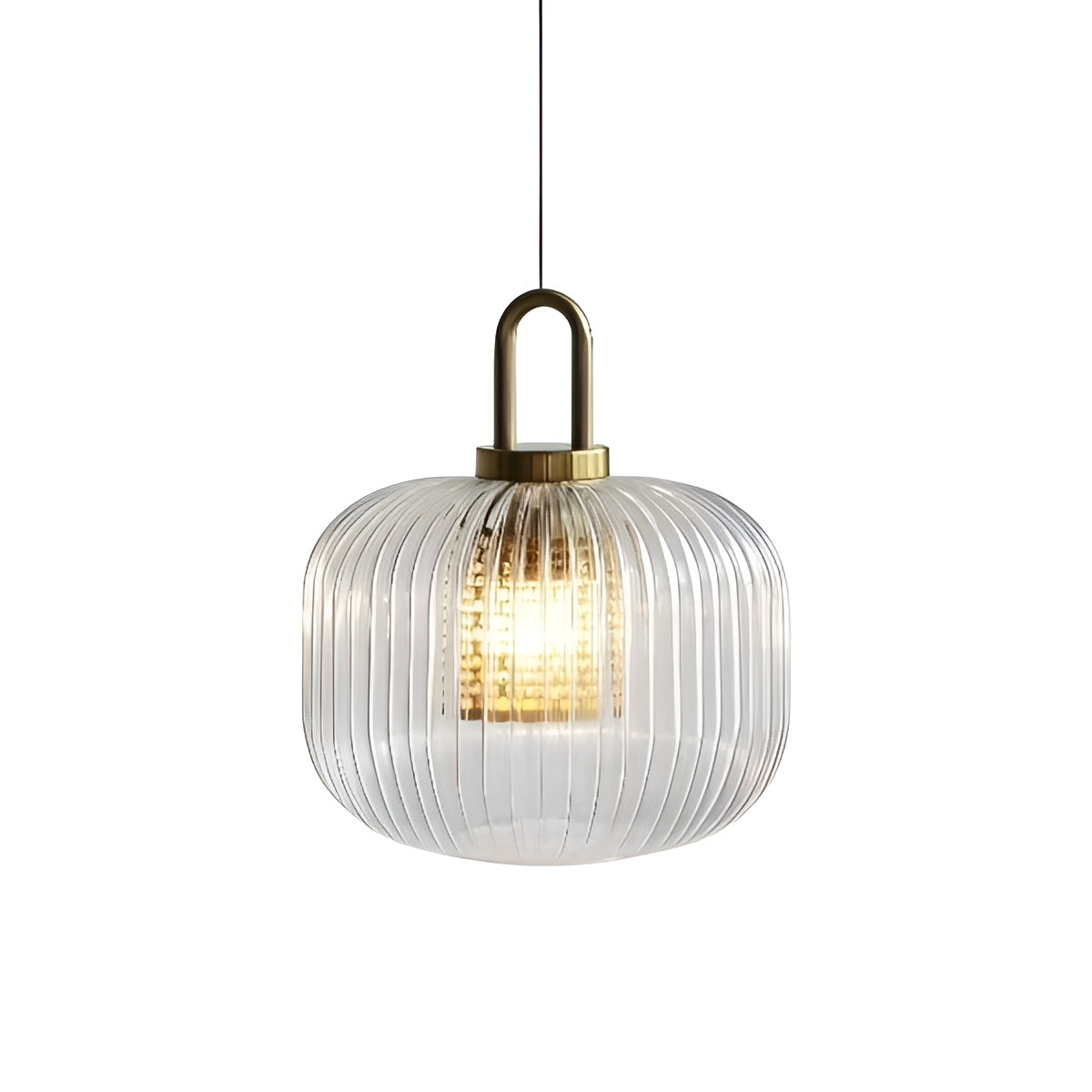 Vintage Ribbed Clear Glass Pendant Light