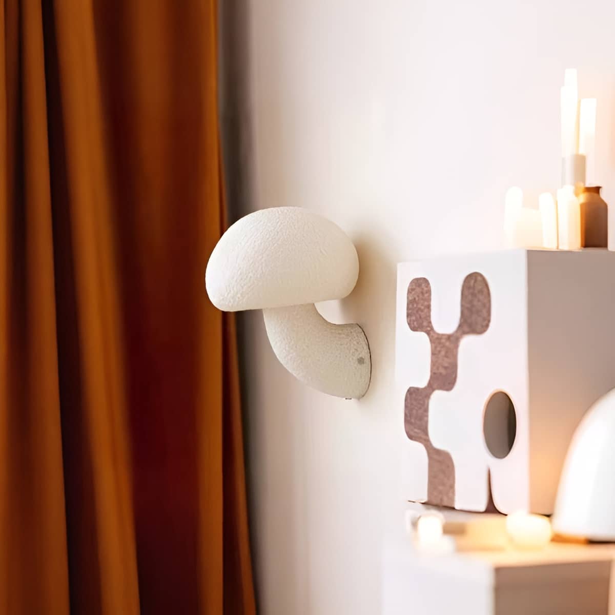 Art Deco Rustic Resin Mushroom Wall Light for Nursery