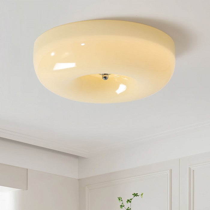 Modern Bauhaus Pudding LED Round Glass Ceiling Light