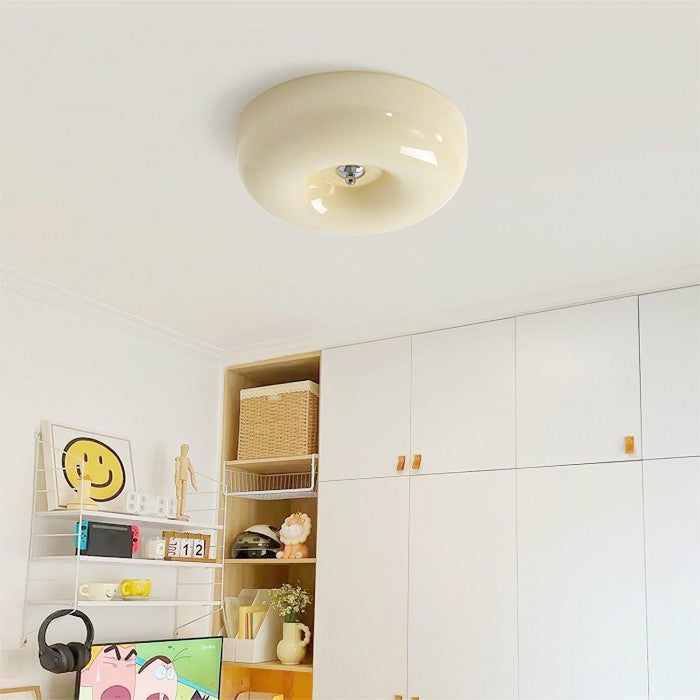 Modern Bauhaus Pudding LED Round Glass Ceiling Light