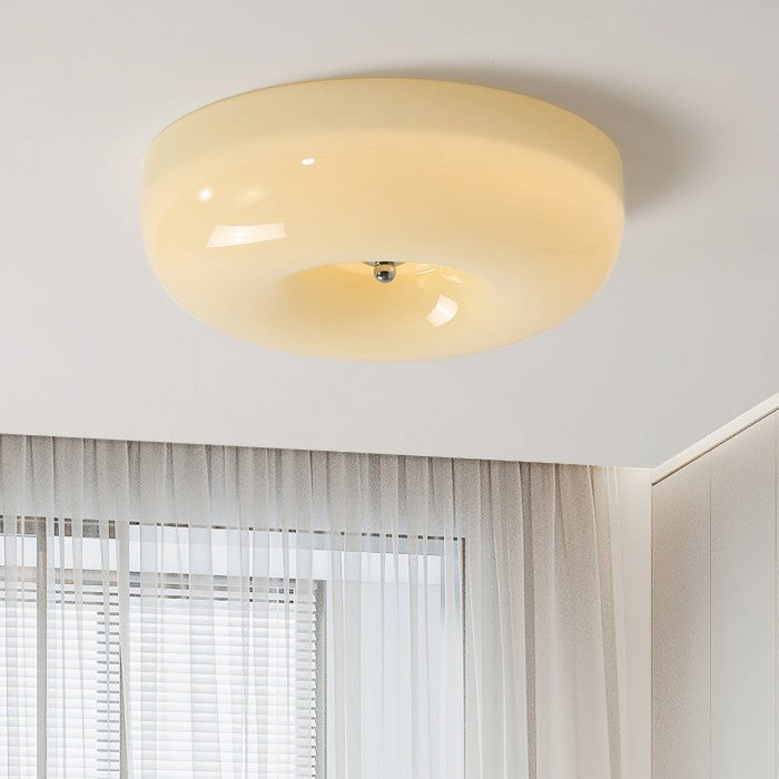 Modern Bauhaus Pudding LED Round Glass Ceiling Light