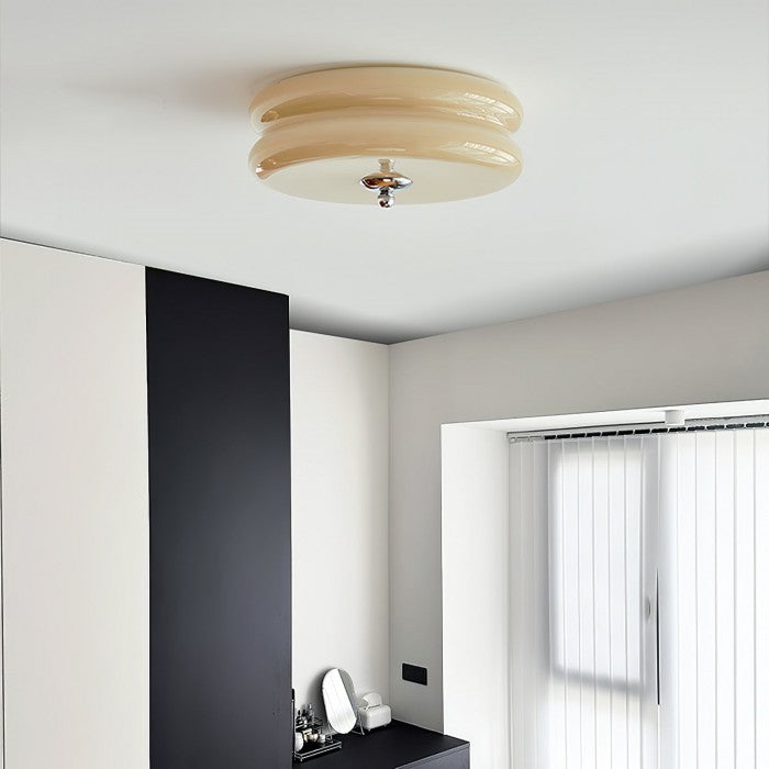 Vintage Bauhaus Cream Round Ceiling Light