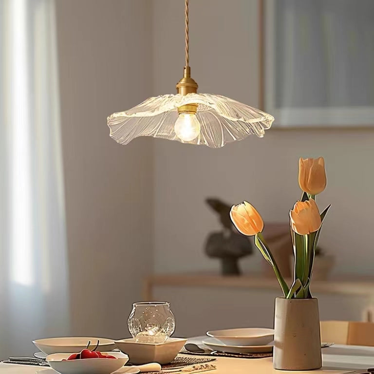 Modern Lotus Glass Pendant Light
