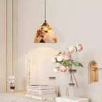 Art Nouveau Shell Stained Glass Pendant Light