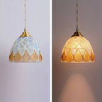 Art Nouveau Shell Stained Glass Pendant Light