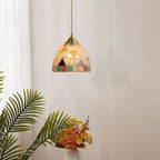 Art Nouveau Shell Stained Glass Pendant Light
