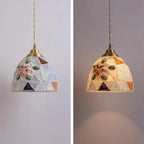 Art Nouveau Shell Stained Glass Pendant Light