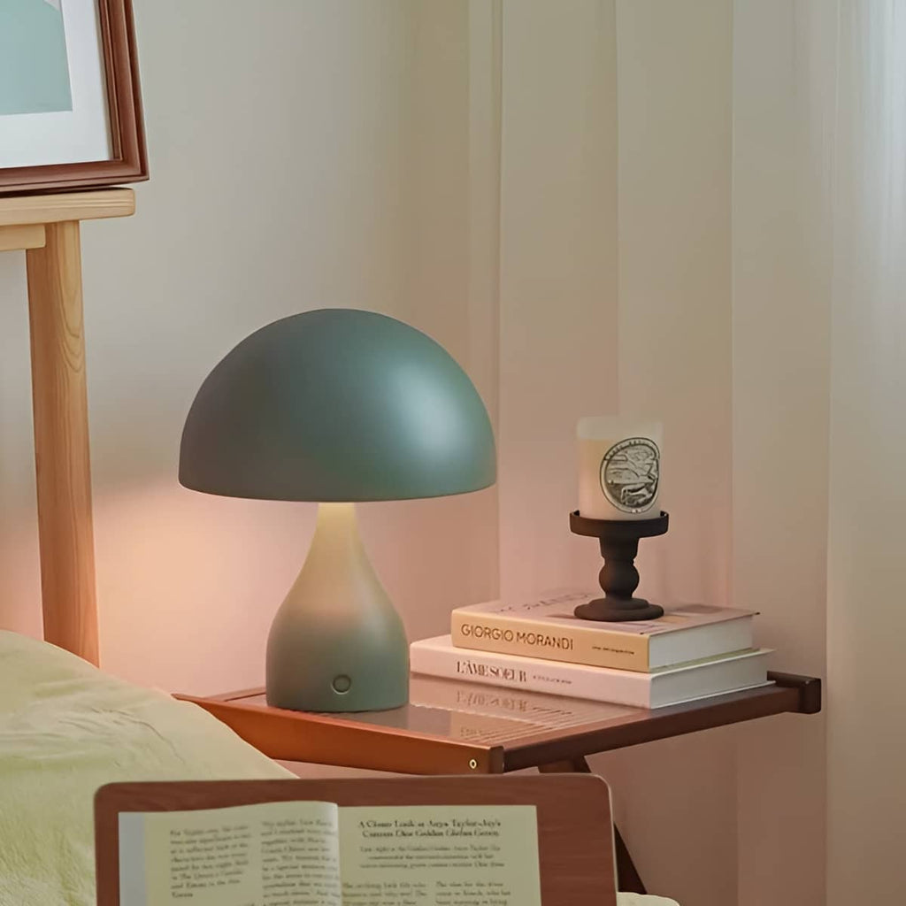 Art Deco Rechargeable Metal Mushroom Table Lamp