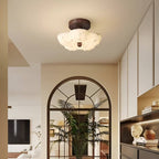 Art Nouveau Decorative Flower Ceiling Lamp with Fabric Shade