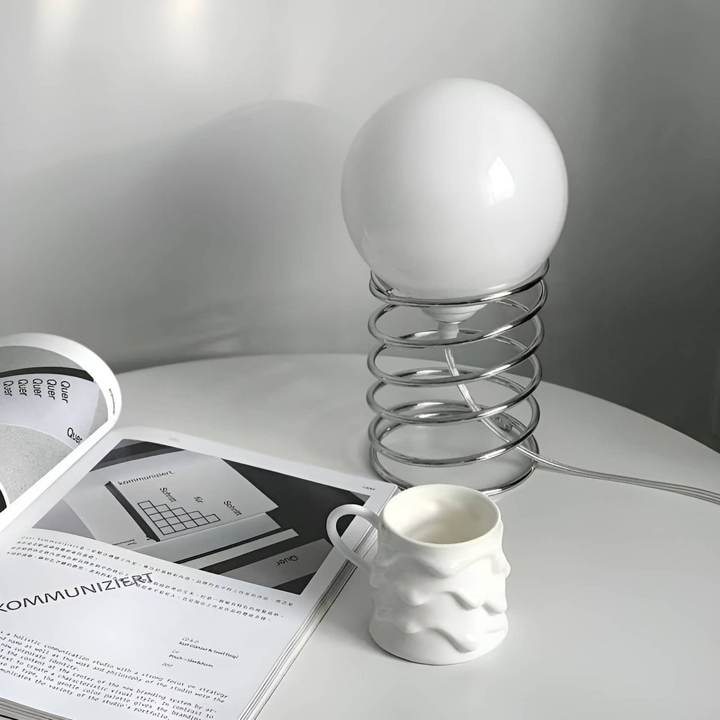 Bauhaus Chrome Spiral Sphere Table Lamp