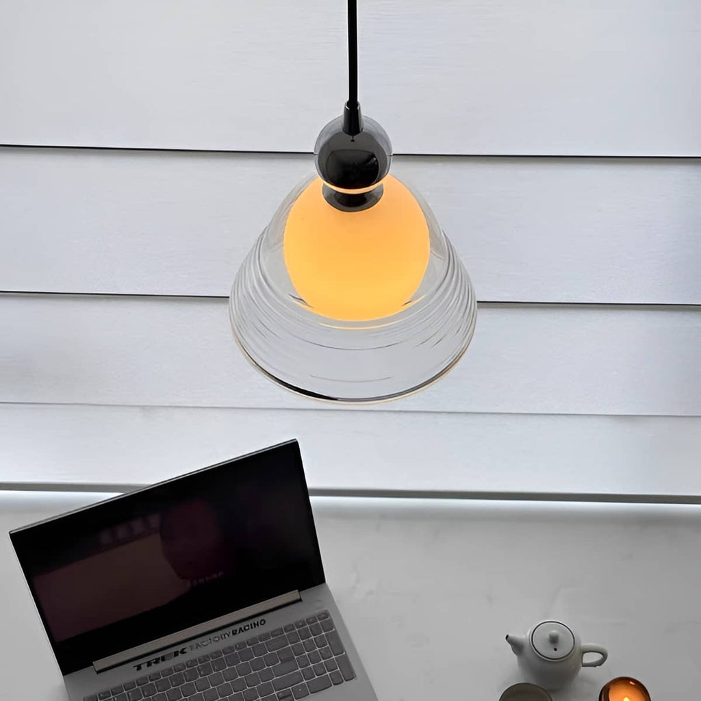 Suspension Bauhaus Vintage Sunset en verre transparent