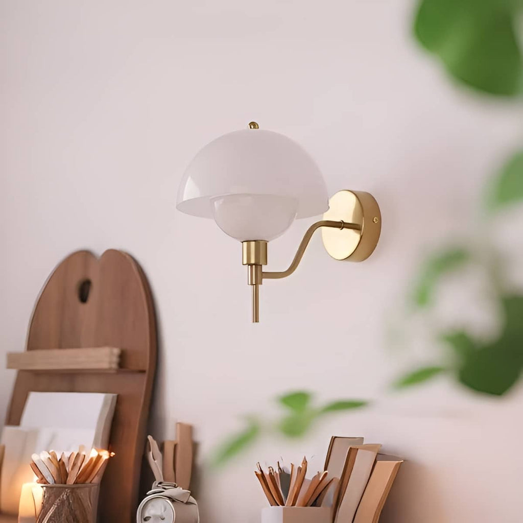 Bauhaus Cream Glass Mushroom Wall Light