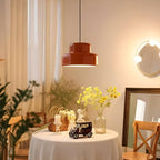 Bauhaus Retro Orange Pendant Light over Dining Table