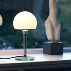 Bauhaus Industrial Hemispherical White Glass Table Lamp