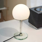 Bauhaus Industrial Hemispherical White Glass Table Lamp