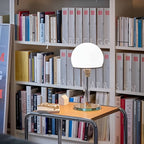 Bauhaus Industrial Hemispherical White Glass Table Lamp