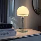 Bauhaus Industrial Hemispherical White Glass Table Lamp