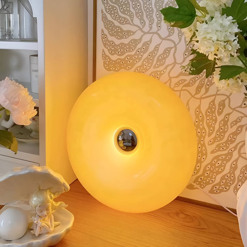 Italian Decorative Bauhaus Donut Glass Table Lamp