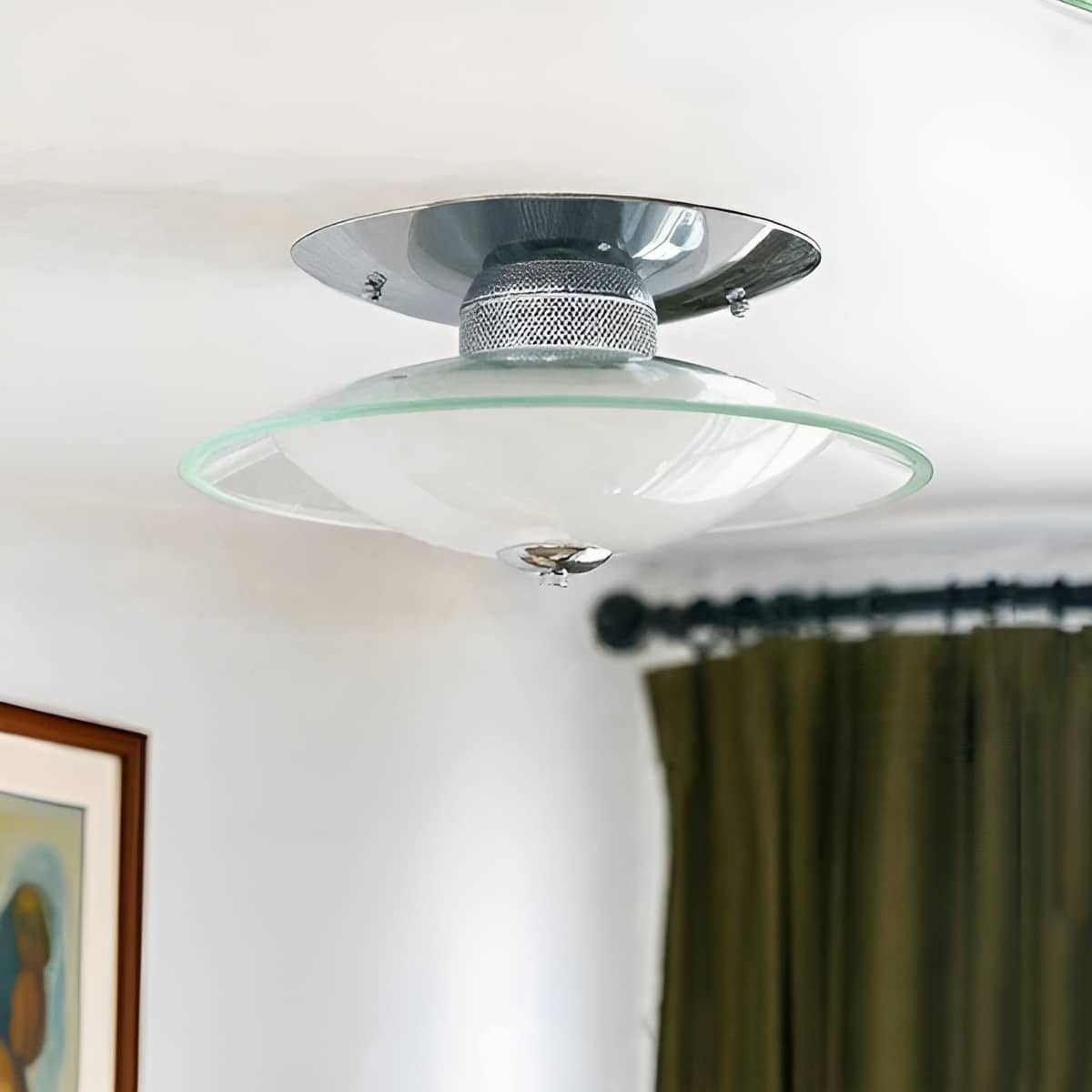 Bauhaus Modern LED Glass and Chrome Ceiling Light