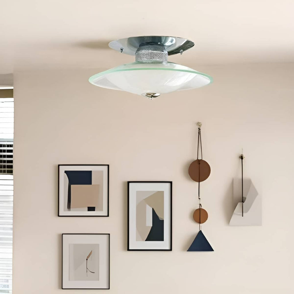 Bauhaus Modern LED Glass and Chrome Ceiling Light