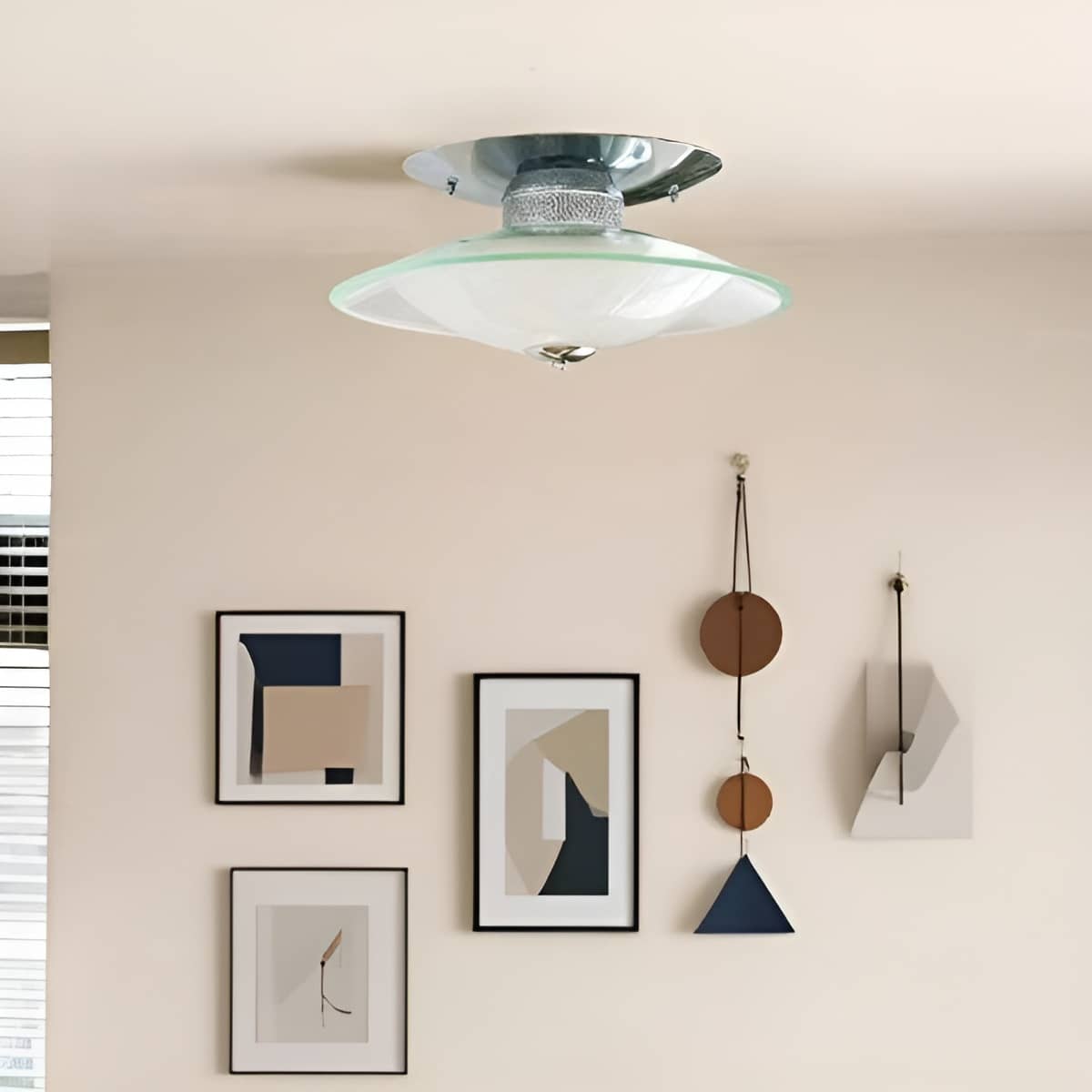 Bauhaus Modern LED Glass and Chrome Ceiling Light