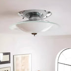 Bauhaus Modern LED Glass and Chrome Ceiling Light