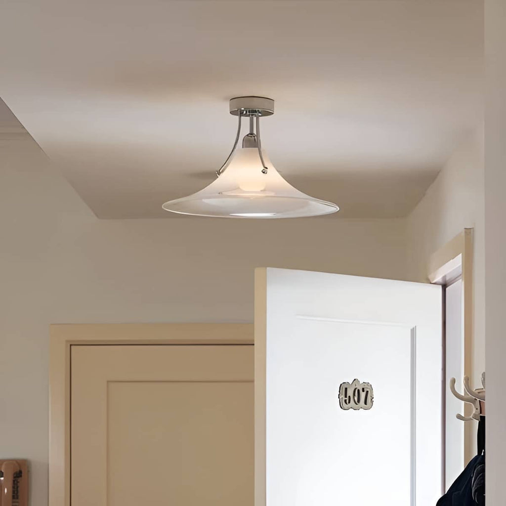 Bauhaus Trumpet Opal Glass Ceiling Light