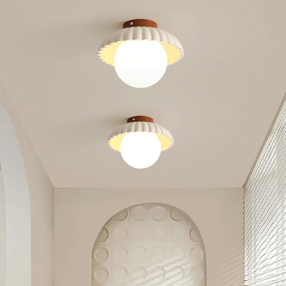 Nordic Cream Scalloped LED Ceiling Light