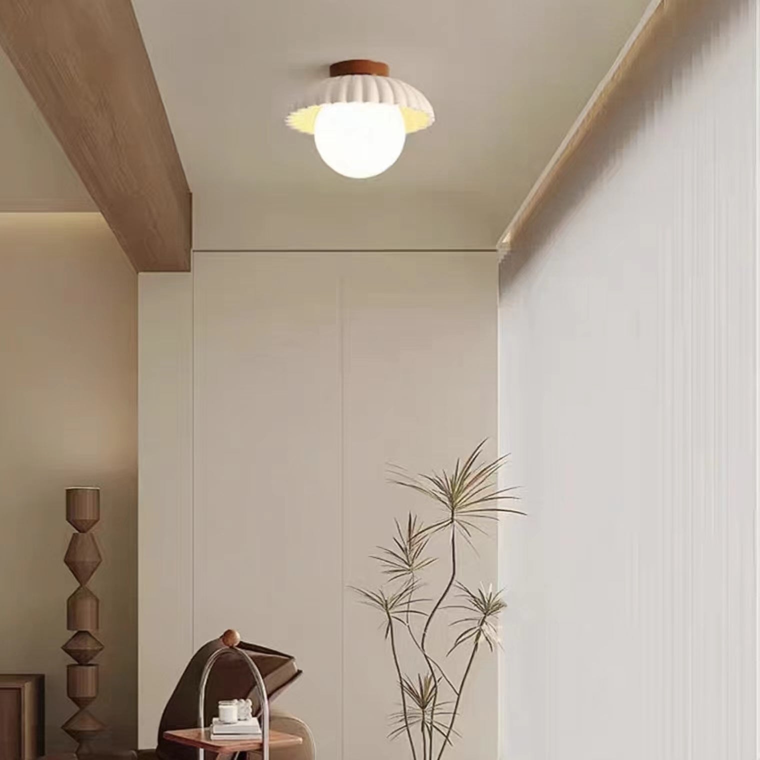 Nordic Cream Scalloped LED Ceiling Light