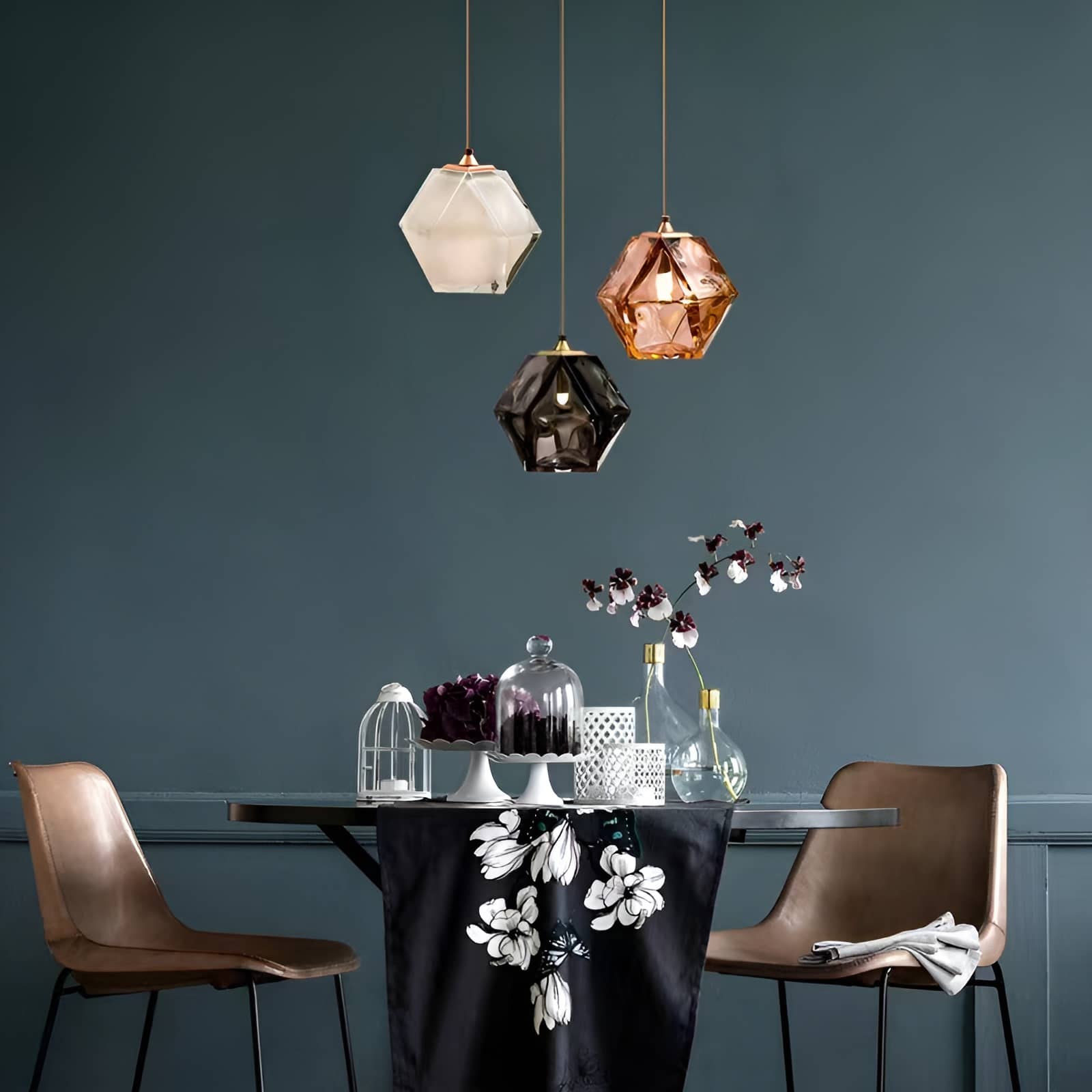 Modern Sculptural Diamond Glass Pendant Light