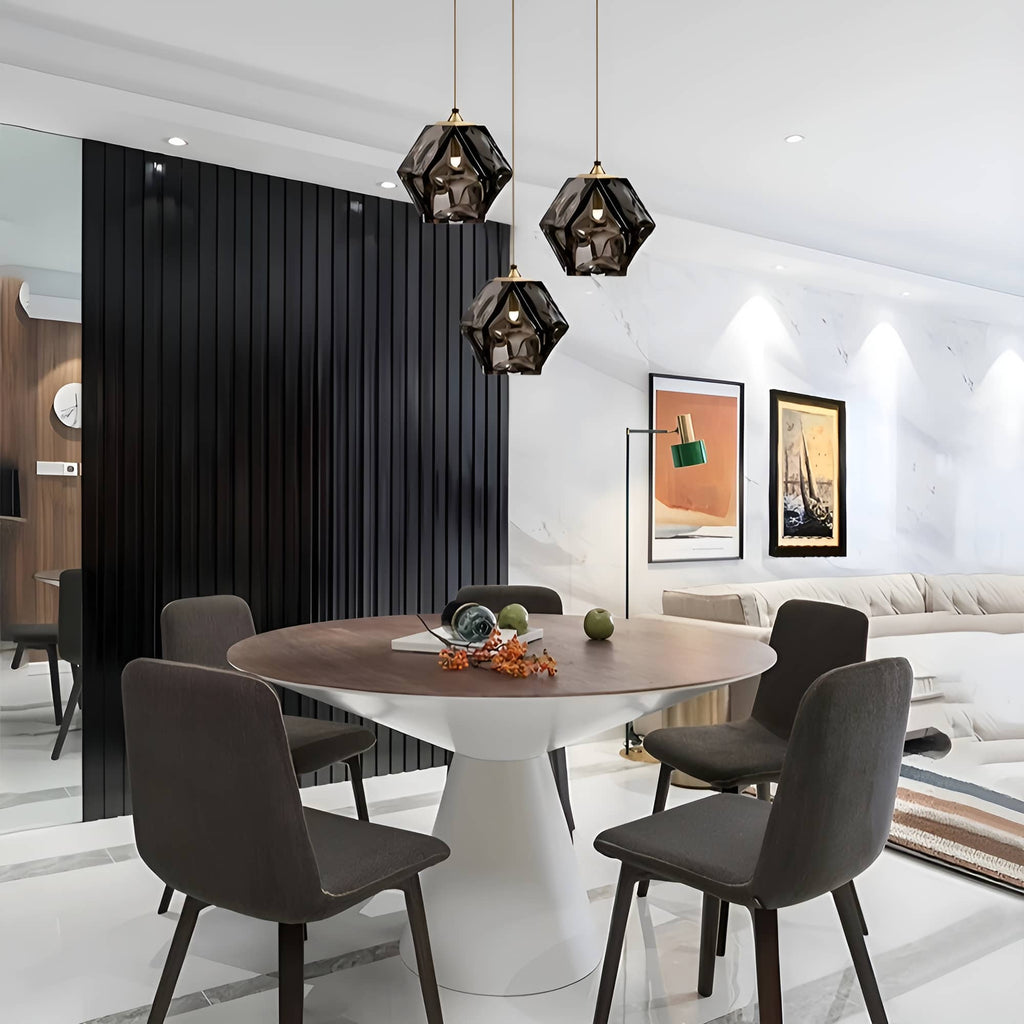 Modern Sculptural Diamond Glass Pendant Light