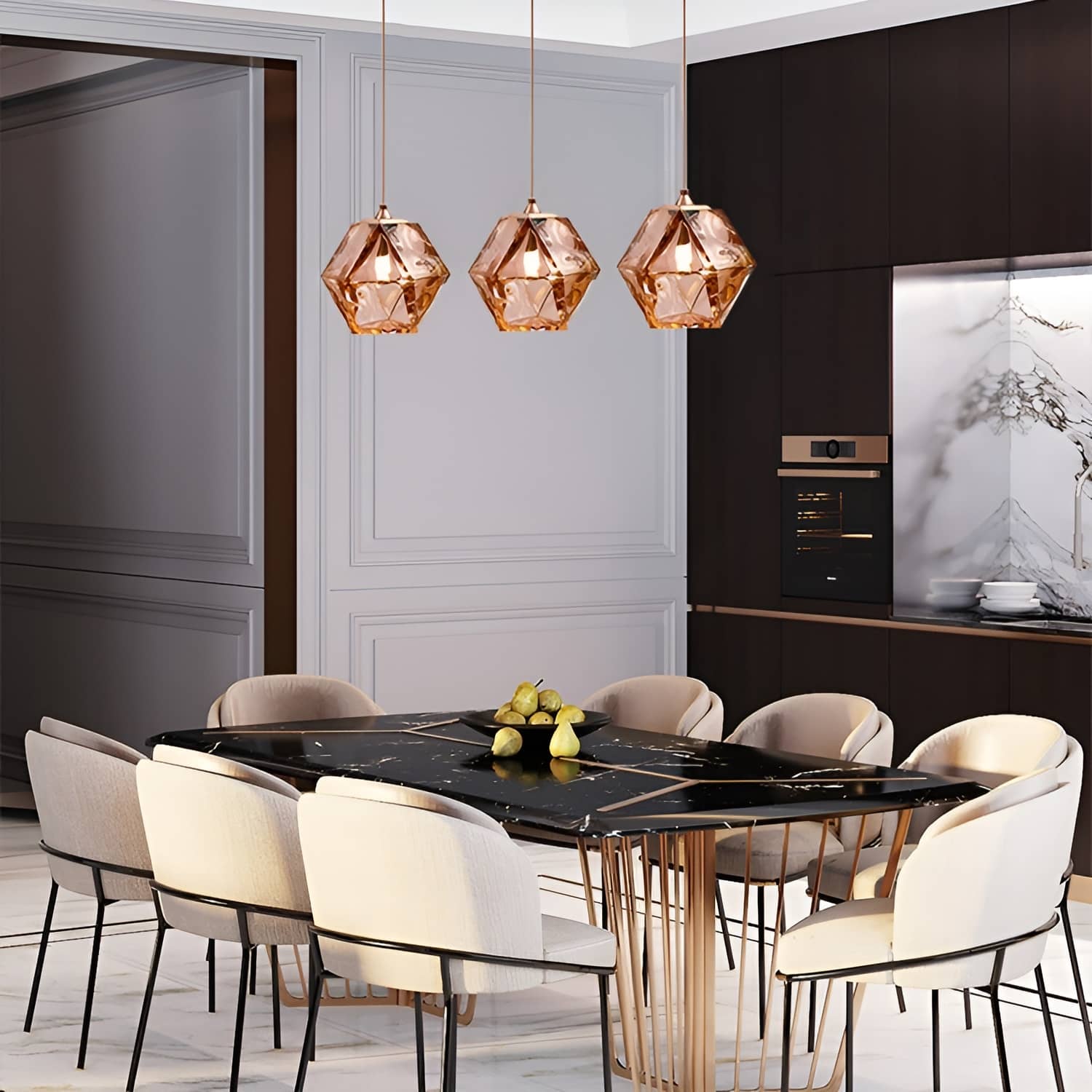 Modern Sculptural Diamond Glass Pendant Light