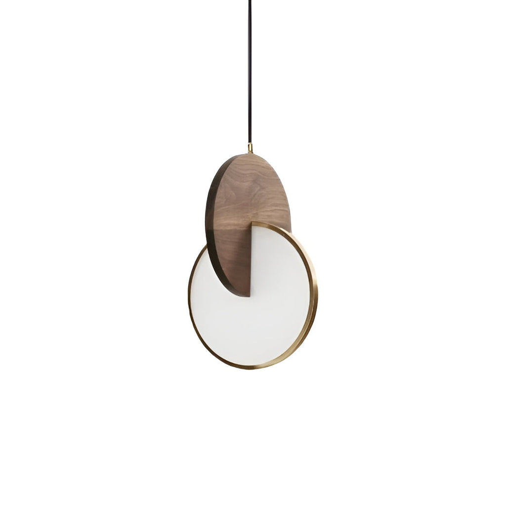 Moderne Doppelscheiben-Pendelleuchte aus Holz
