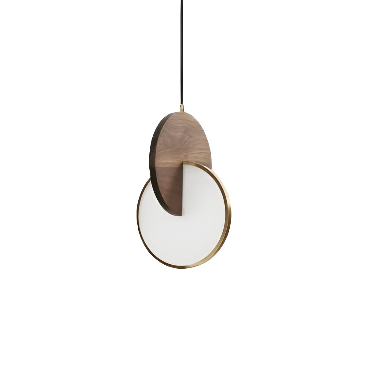 Modern Double Disk Wooden Pendant Light