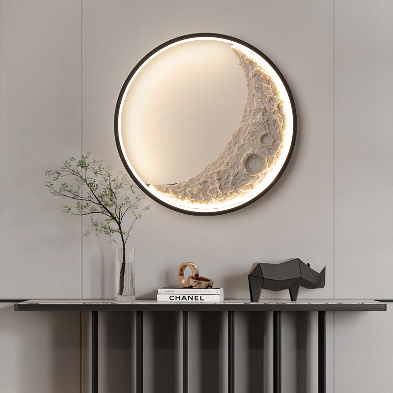 Creative 3D Resin Moon Shape Wall Light