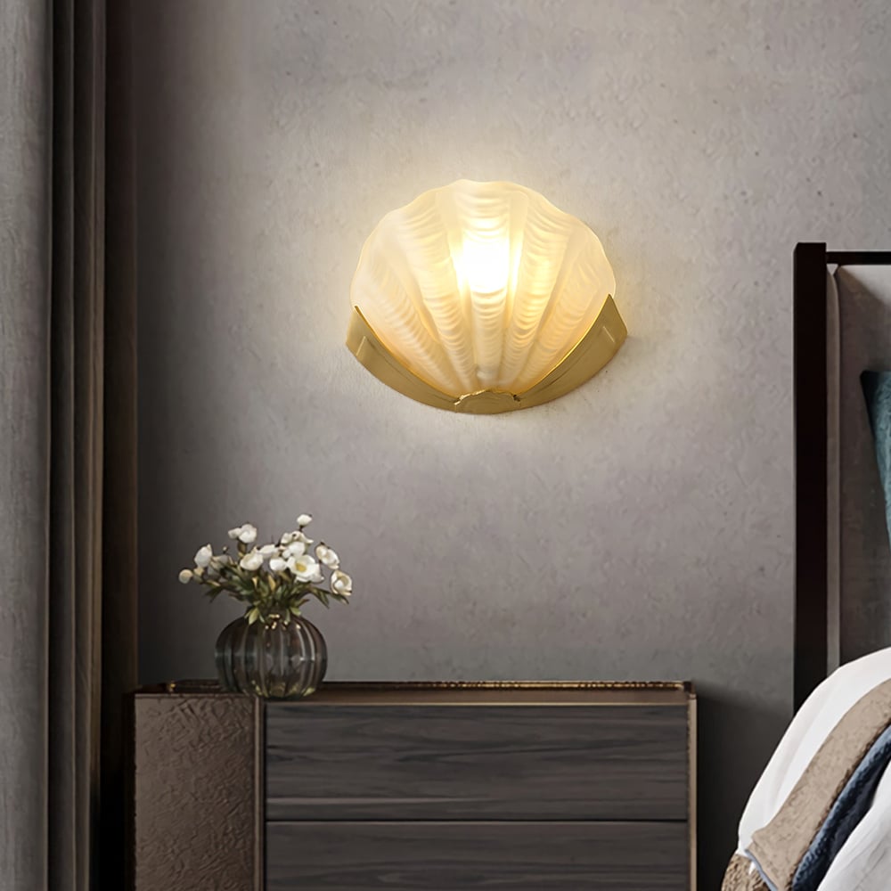 Luxury Brass Glass Shell Wall Light