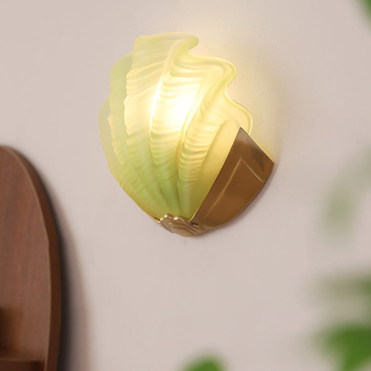 Luxury Brass Glass Shell Wall Light
