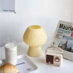 Cute Ribbed Glass Mushroom Bedside Lamp